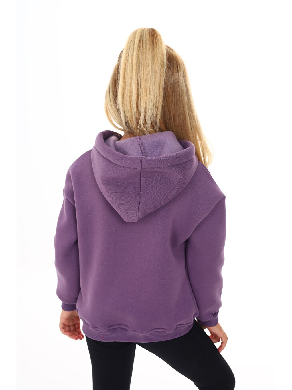 Mor Kız Çocuk Nakışlı Sweatshirt-4