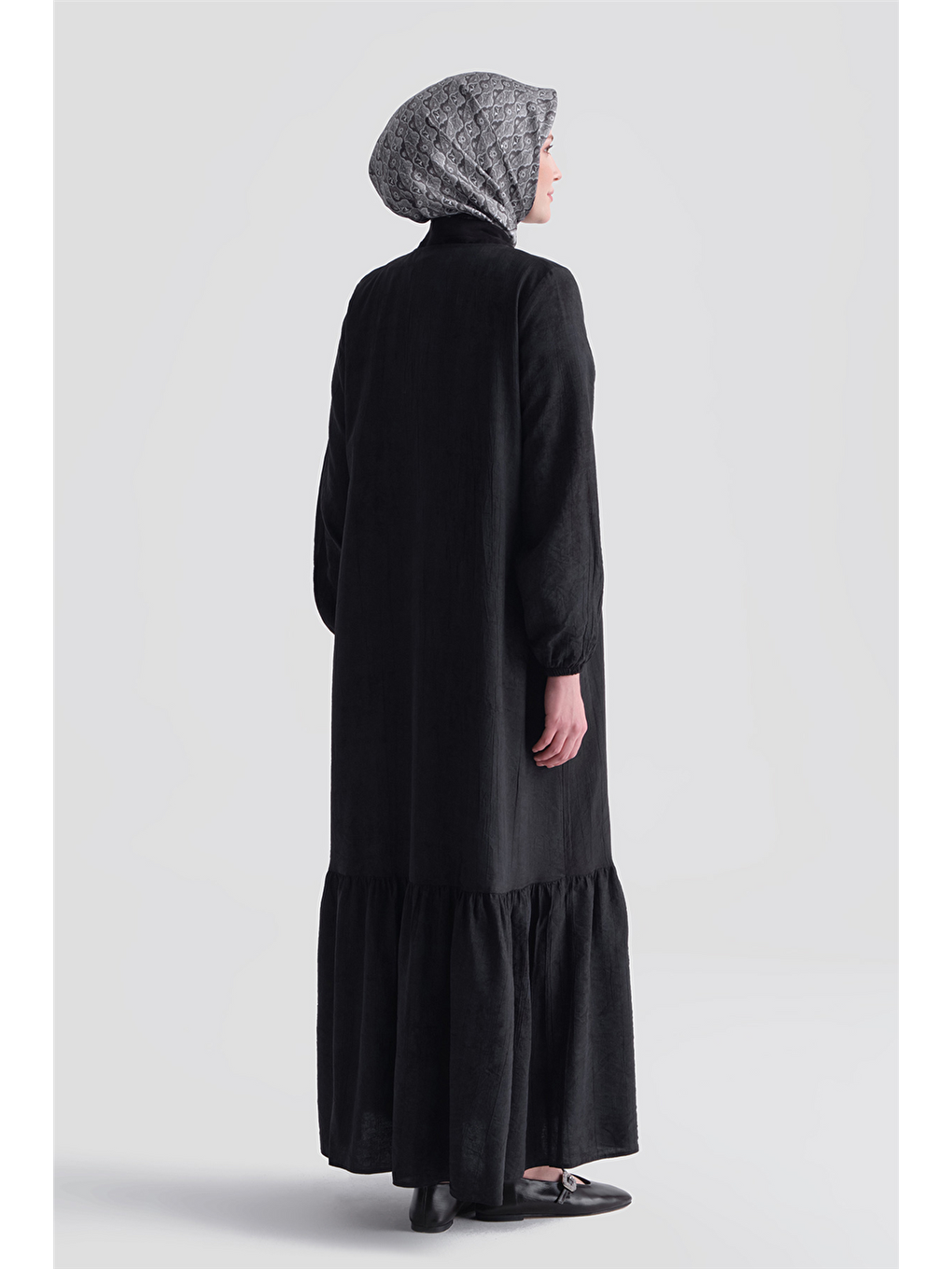 Fırfırlı Basic Ferace Siyah-5