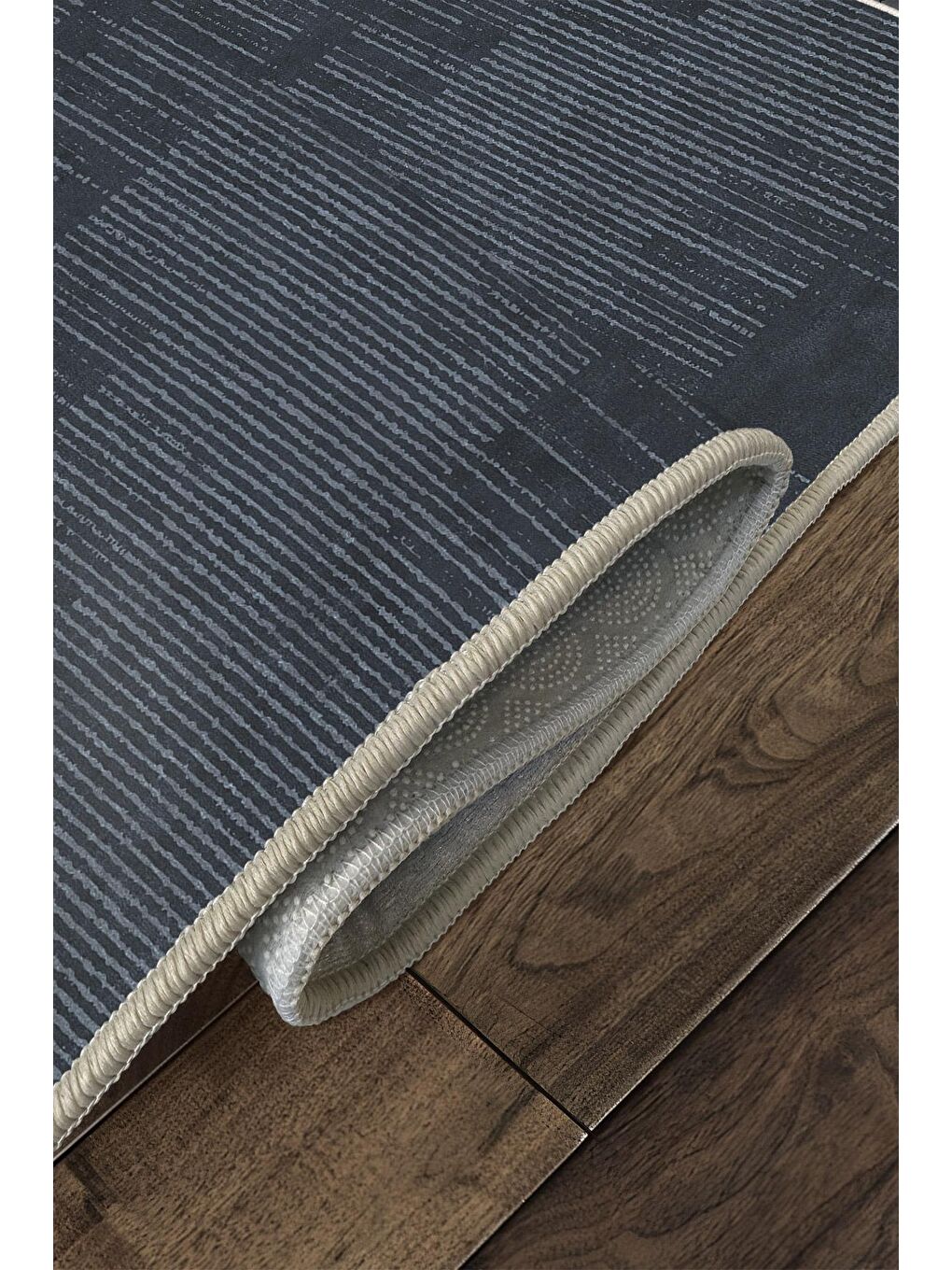 Lacivert Özel Tasarım, Kaymaz Taban, İnce, Yıkanabilir, Modern Halı WOOKECE1496 80x150-4