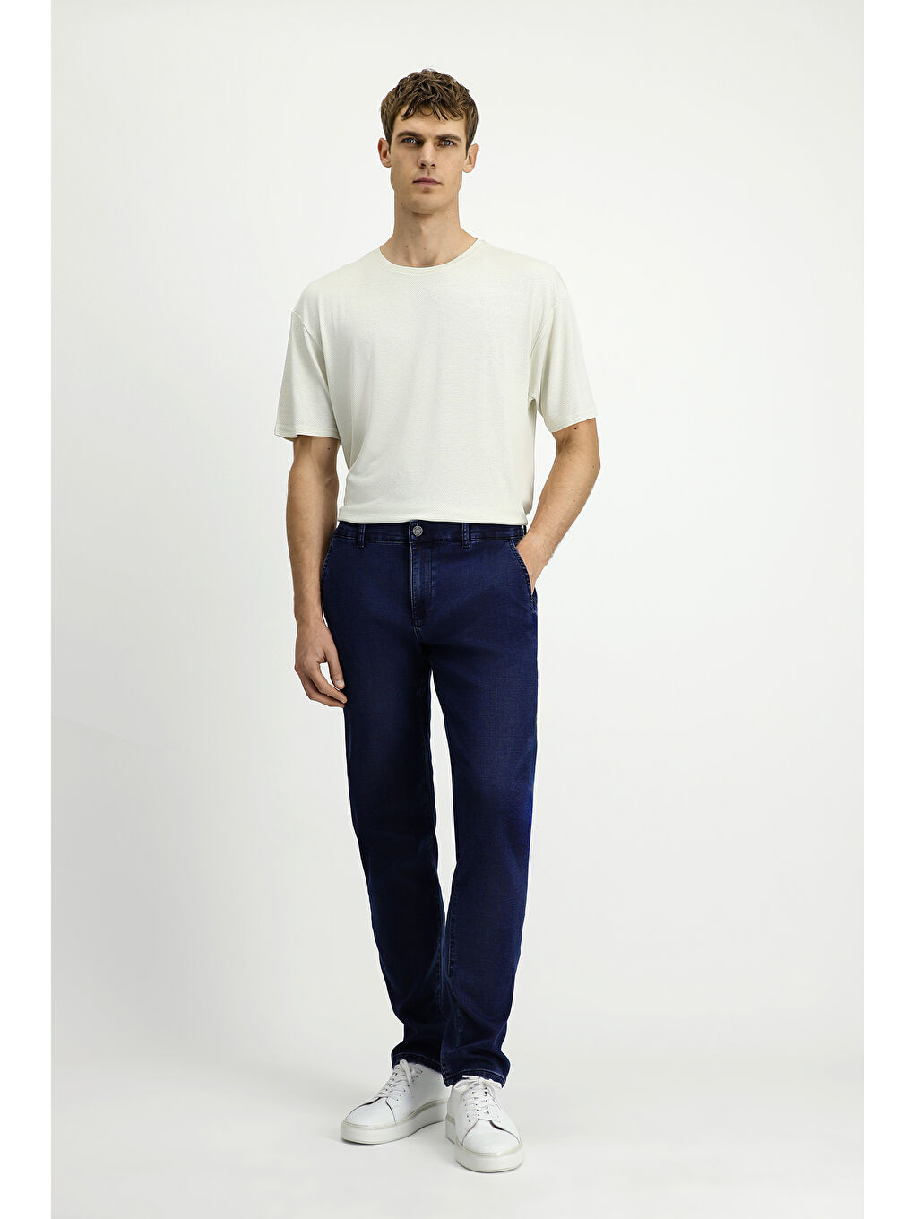 Lacivert Regular Fit Pamuklu Denim Look Jean Pantolon