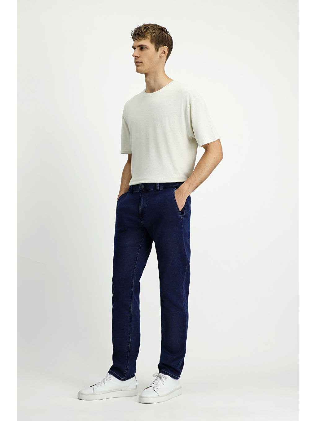 Lacivert Regular Fit Pamuklu Denim Look Jean Pantolon-1