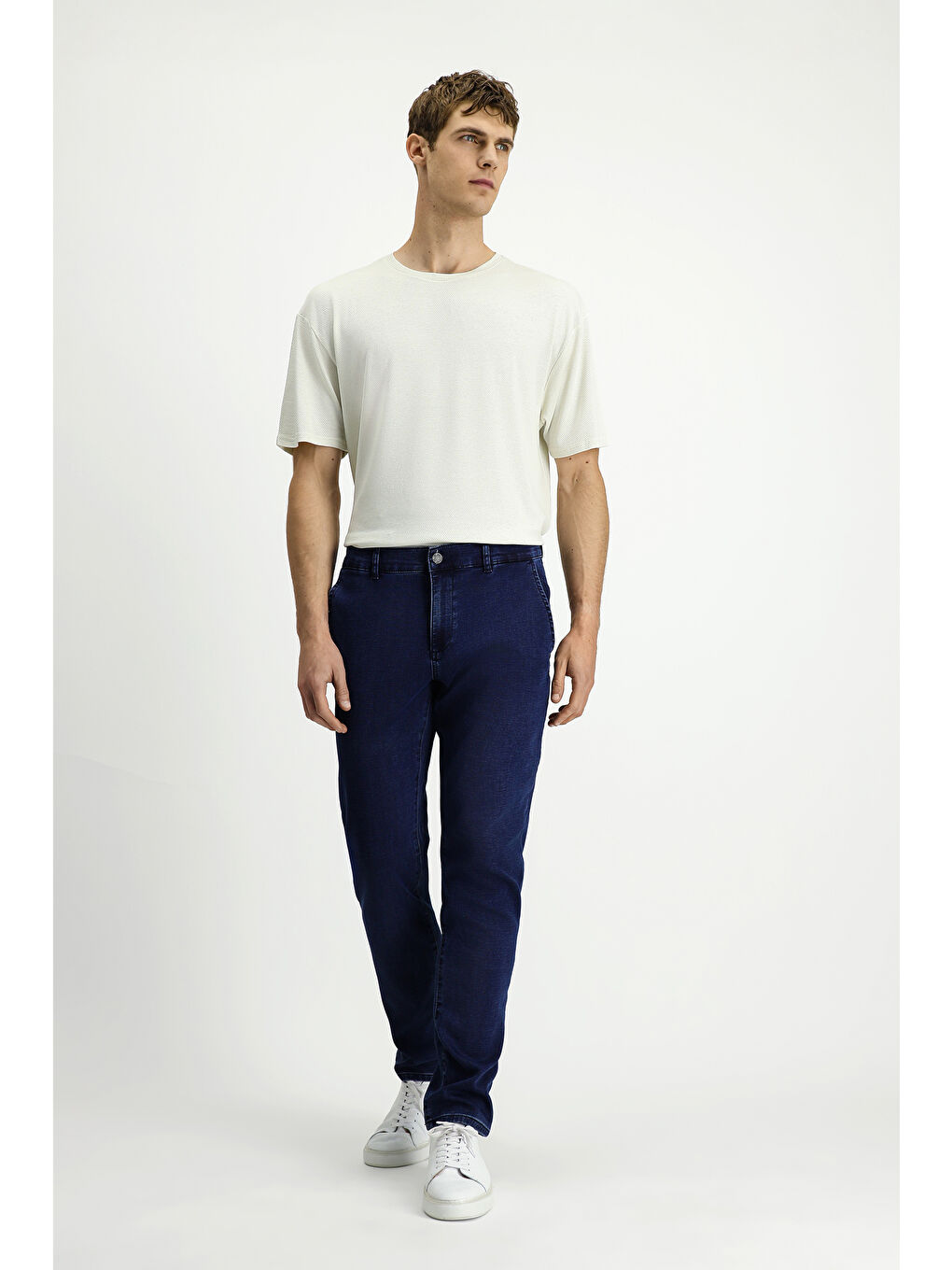 Lacivert Regular Fit Pamuklu Denim Look Jean Pantolon-2