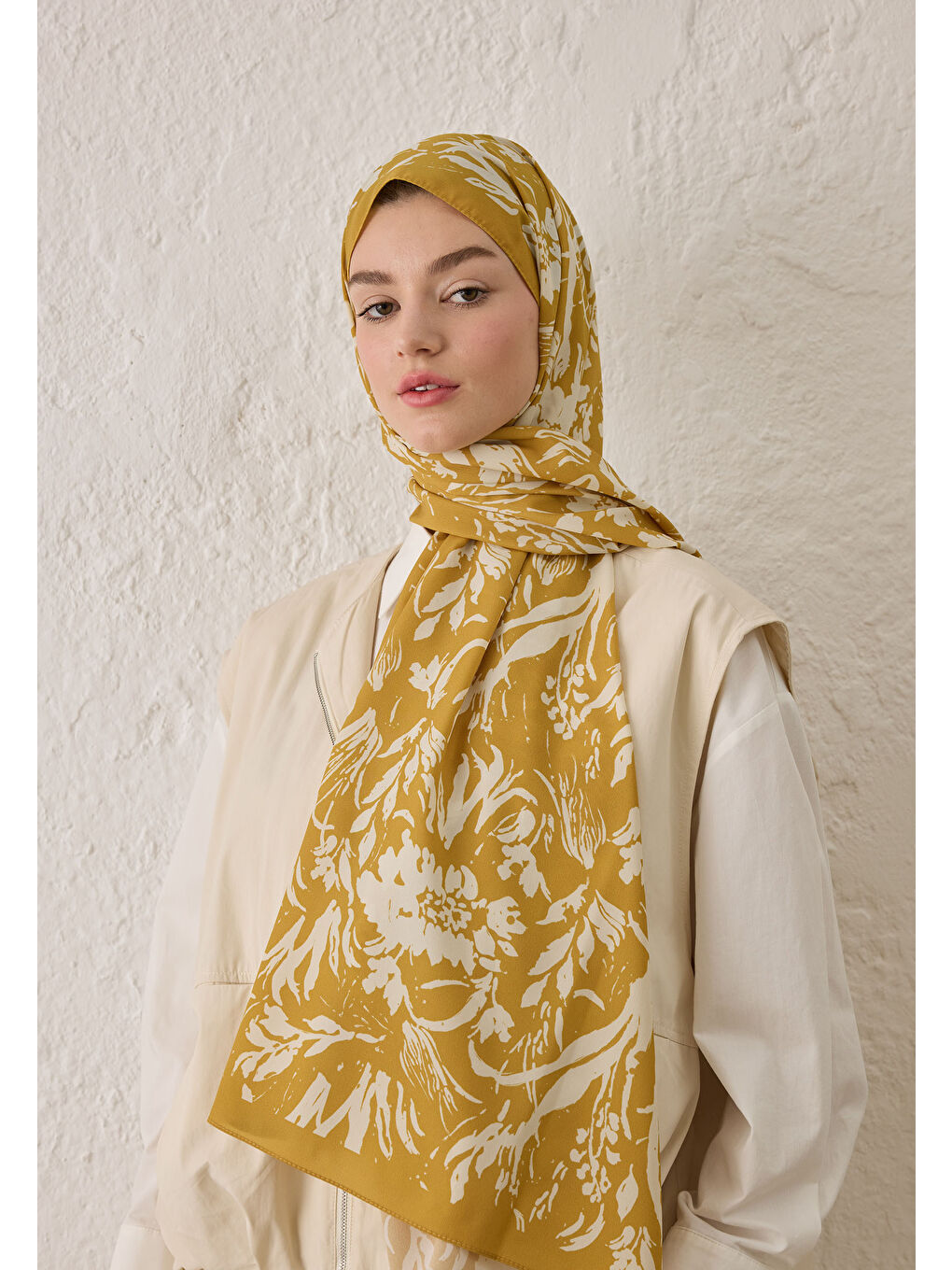 Kahverengi Vıolet Desen Şal Hardal-1