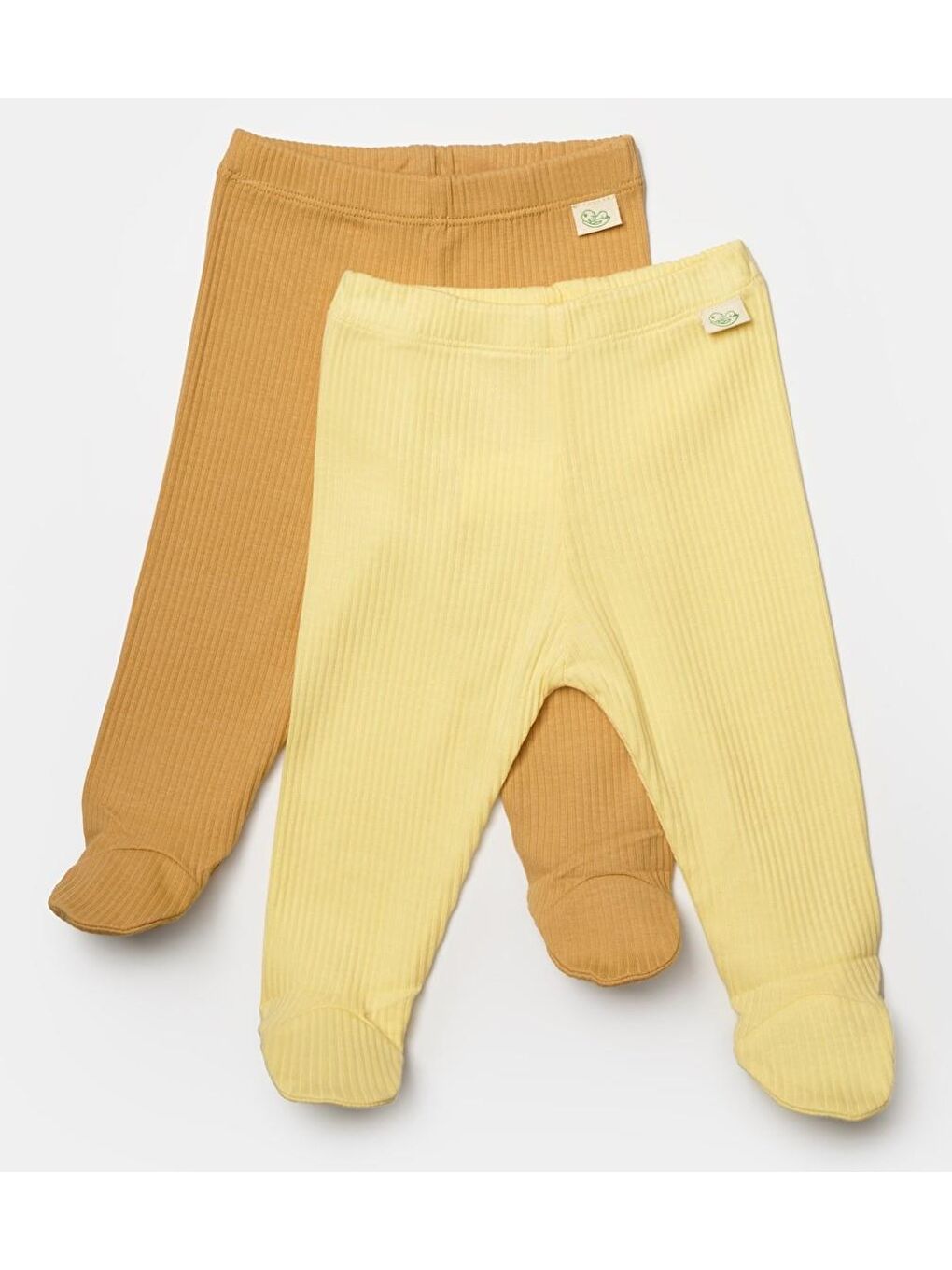 BabyCosy Organic Wear Sarı Bebek 2'li Paçalı Pantolon, %50 Bambu - %50 Organik Pamuk, Bebek ve Yenidoğan Serisi - CSYB9028 - 1