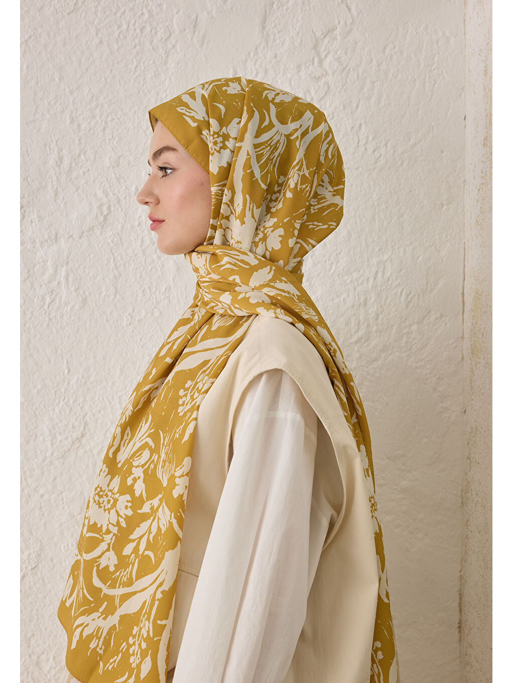 Kahverengi Vıolet Desen Şal Hardal-3