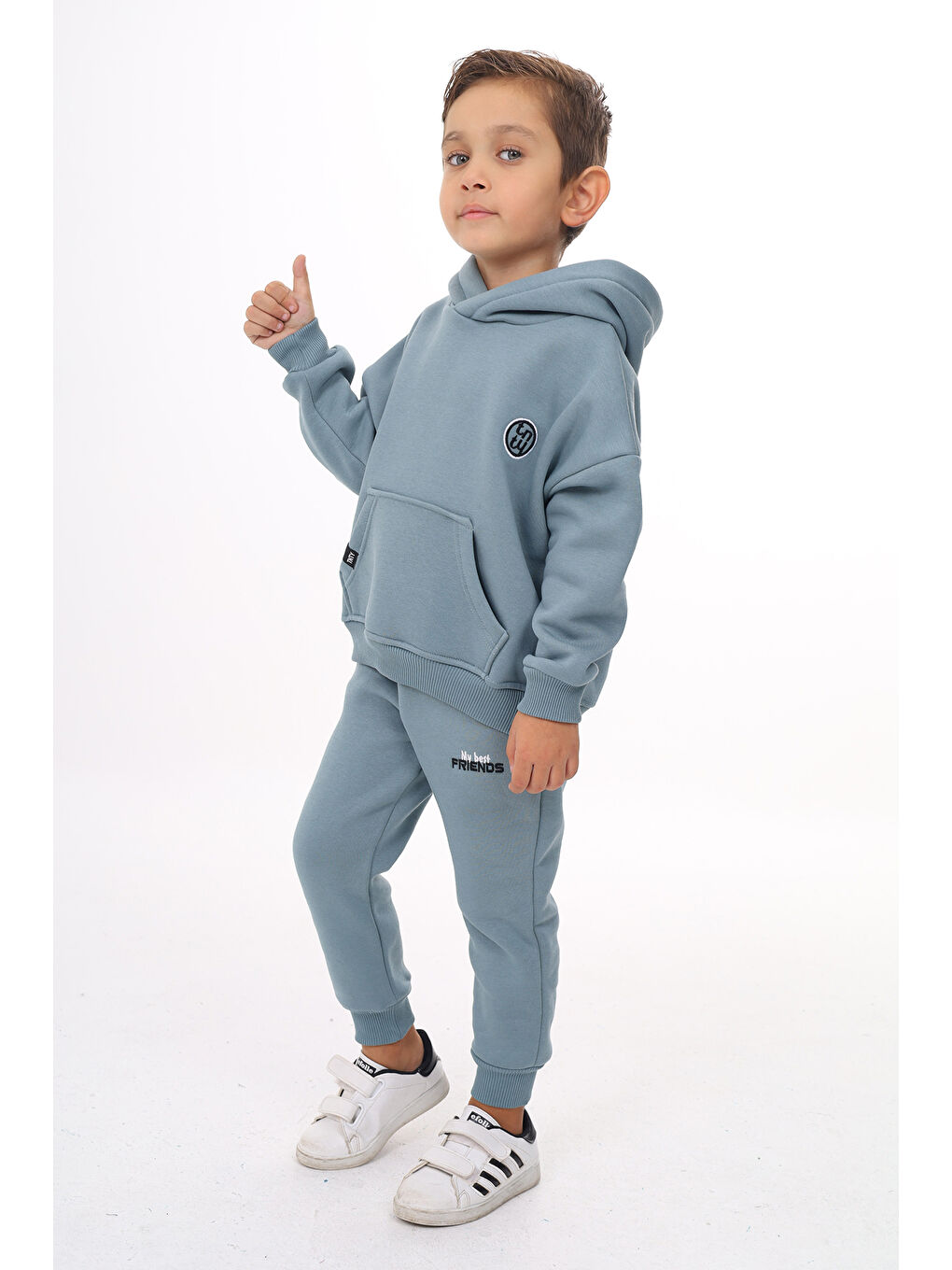 Petrol Erkek Çocuk Nakışlı Eşofman Takım-3