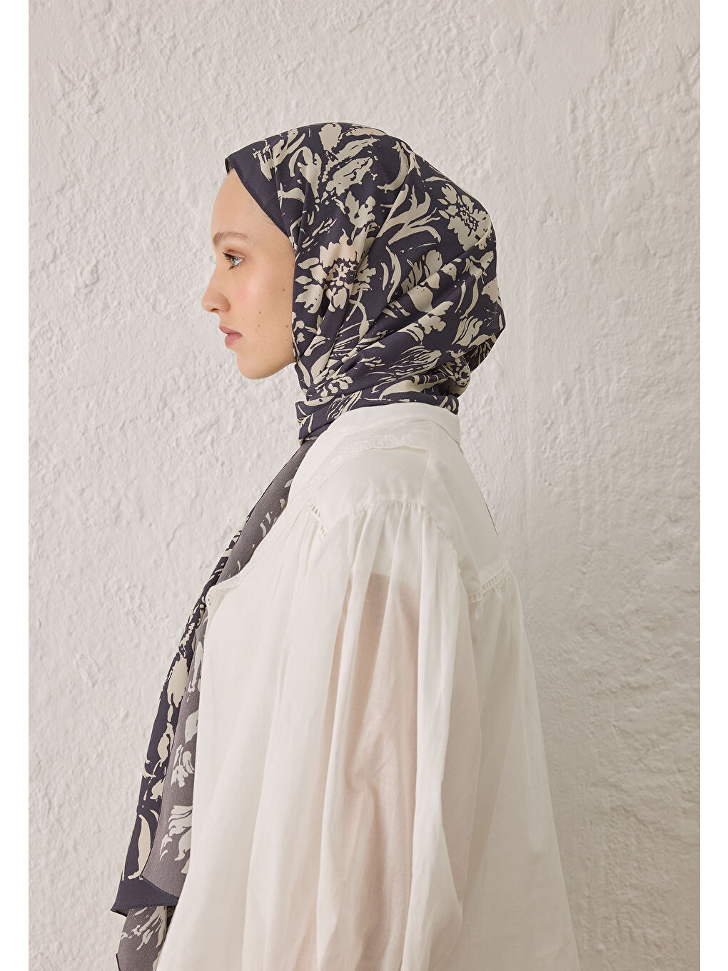 Vıolet Desen Şal İndigo-3