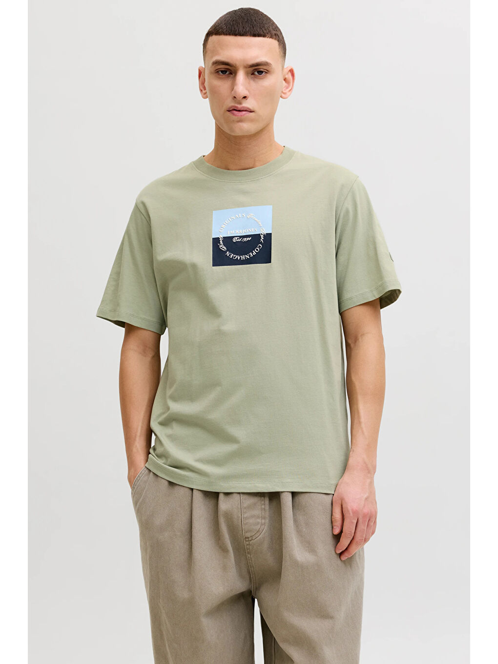 Yeşil Originals Logolu Pamuklu Regular Fit Bisiklet Yaka T Shirt 12290856