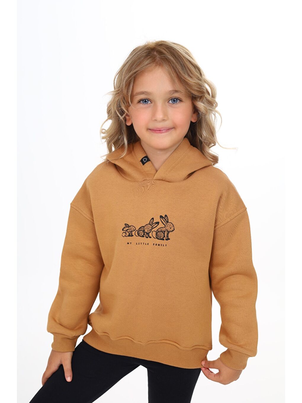 Kahverengi Kız Çocuk Baskılı Sweatshirt