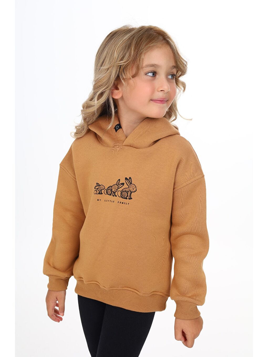 Kahverengi Kız Çocuk Baskılı Sweatshirt-2