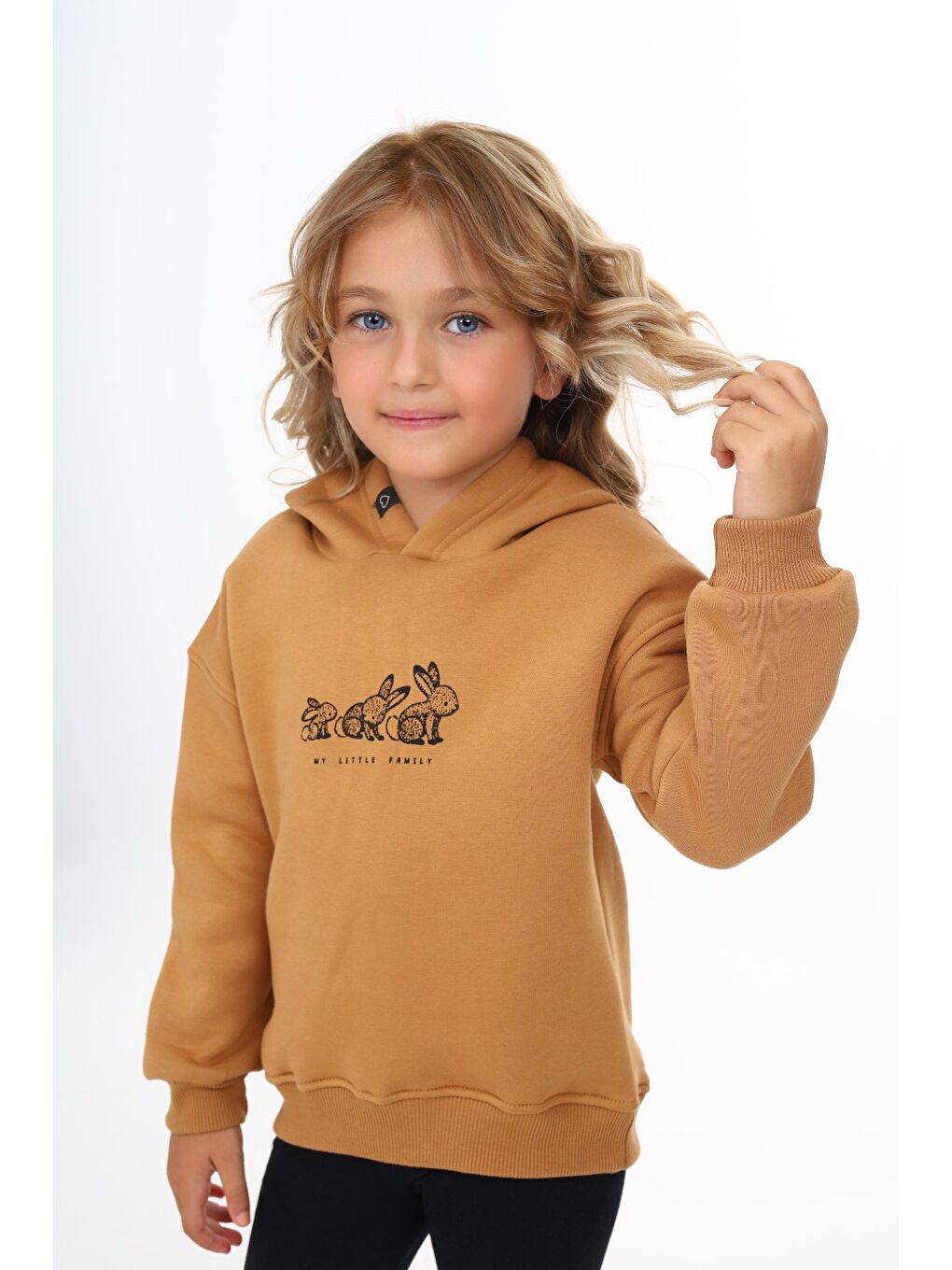 Kahverengi Kız Çocuk Baskılı Sweatshirt-3
