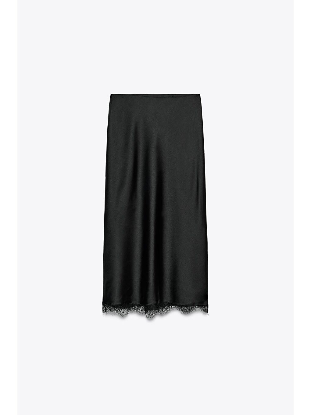 Siyah Saten Dantelli Midi Boy Kadın Etek Mg2538-3