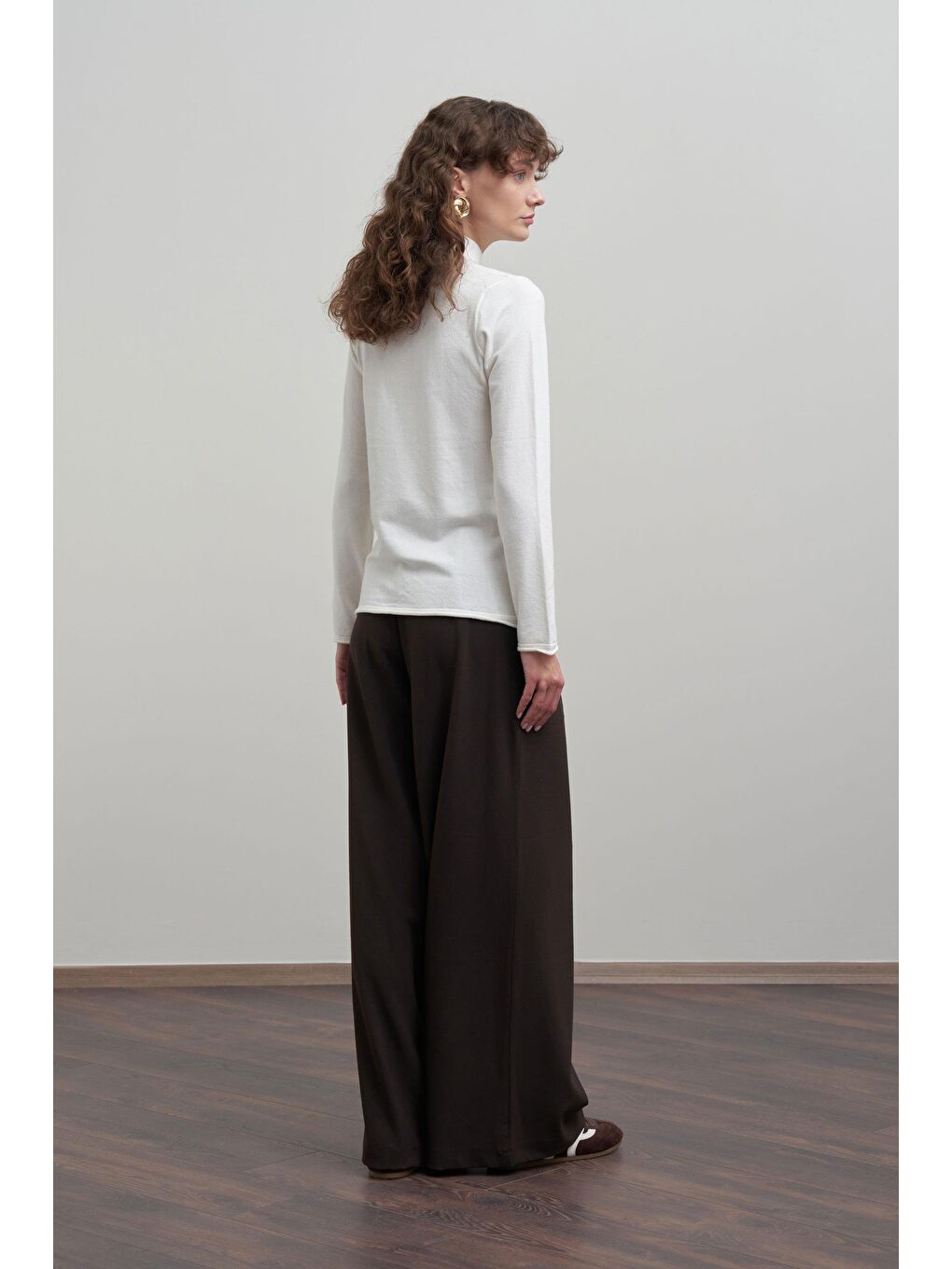 Ekru-Yarım Balıkçı Uzun Kol Kazak-3