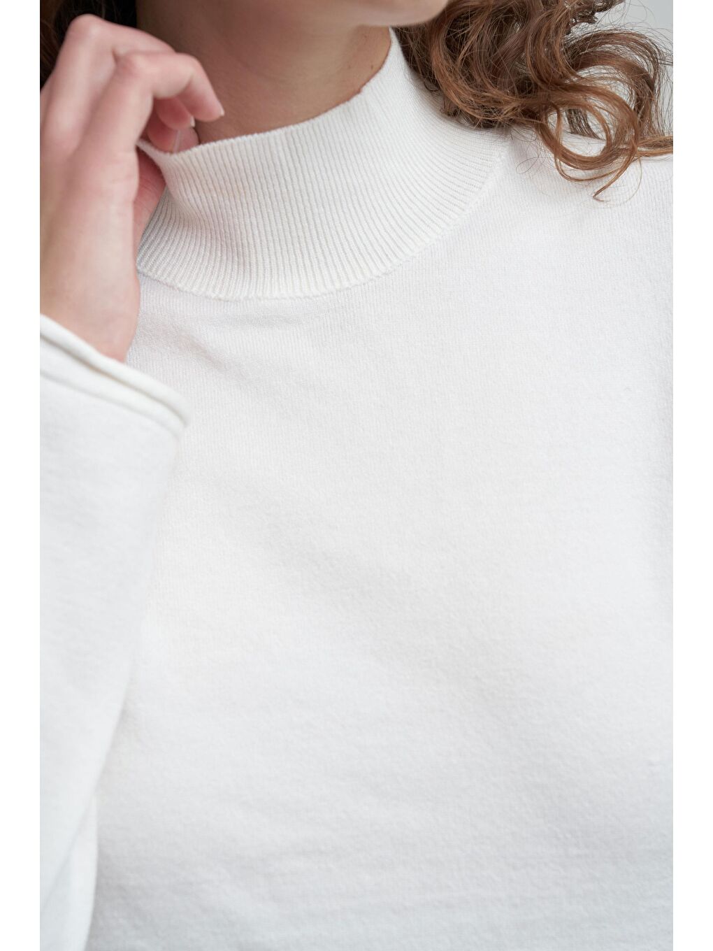 Ekru-Yarım Balıkçı Uzun Kol Kazak-4