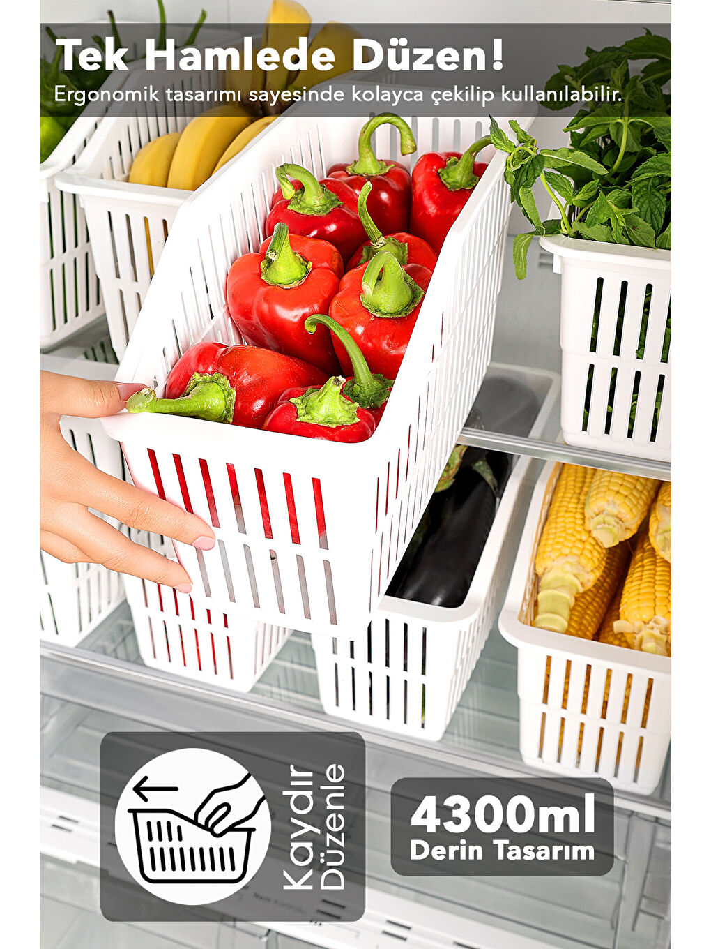 Beyaz 8 Adet Meyve Sebze Sepeti-1