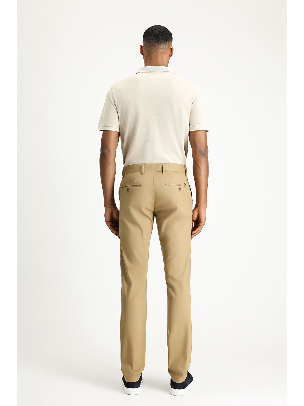 Bej Slim Fit Dar Kesim Desenli Elastanlı Kanvas / Chino Pantolon-2