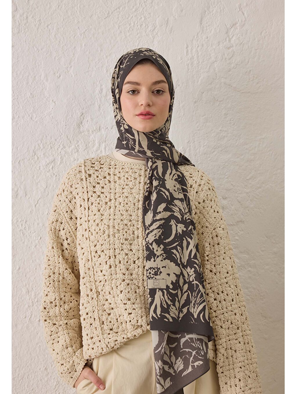 Kahverengi Vıolet Desen Şal Koyu Kahve-2