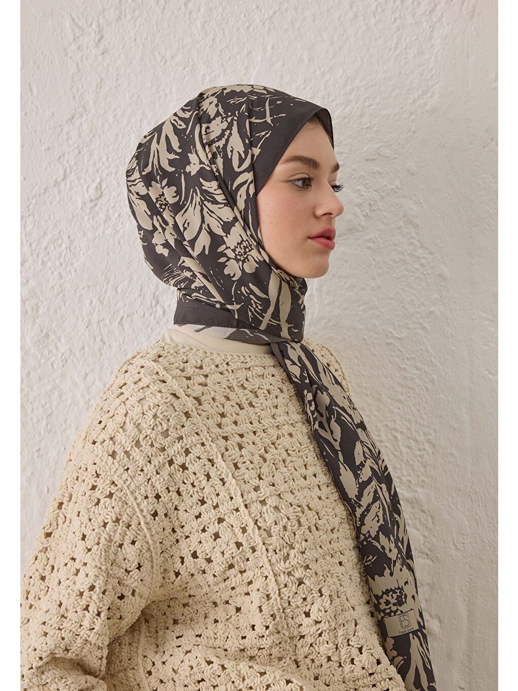 Kahverengi Vıolet Desen Şal Koyu Kahve-3