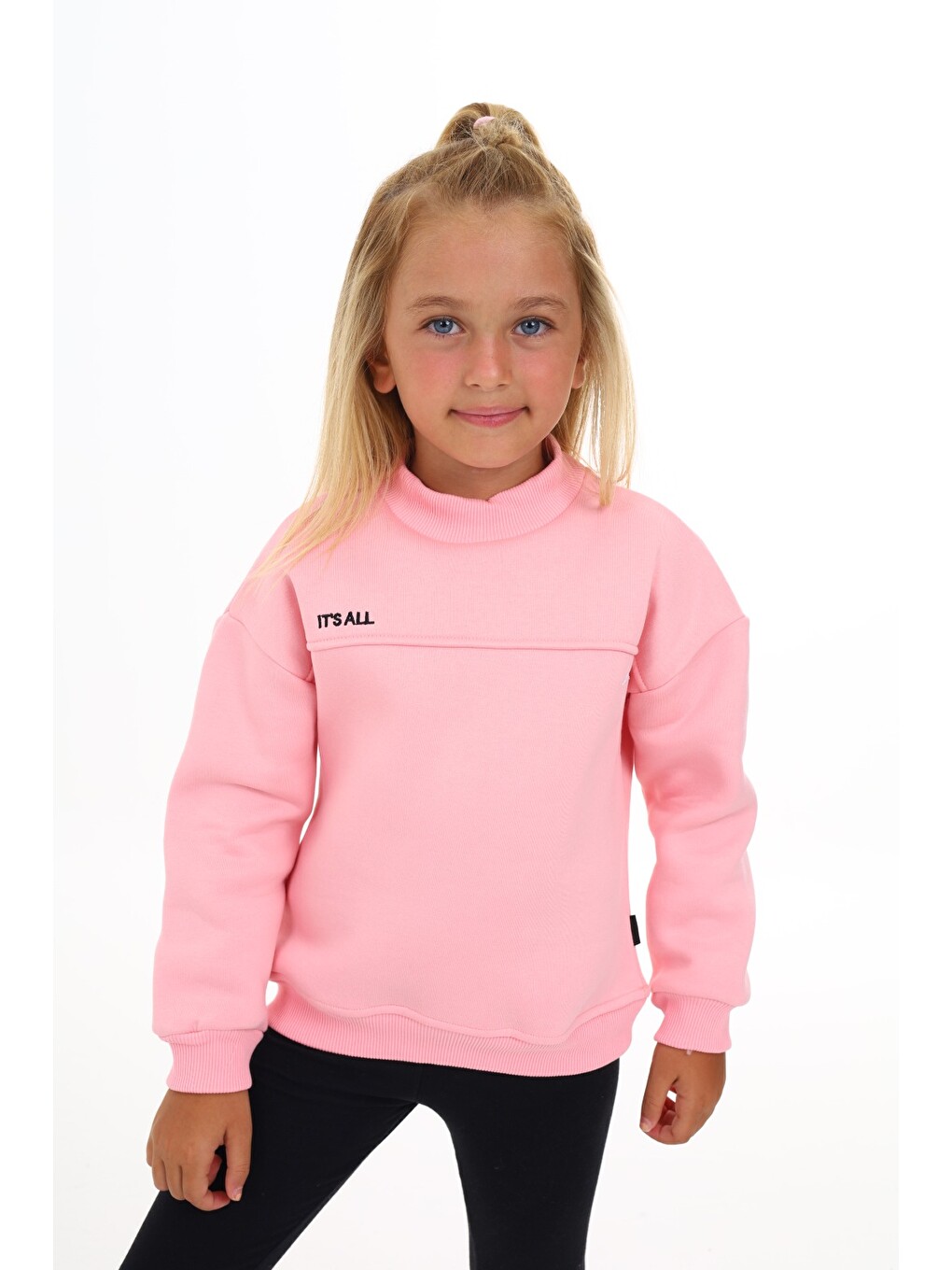 Pembe Kız Çocuk Nakışlı Sweatshirt