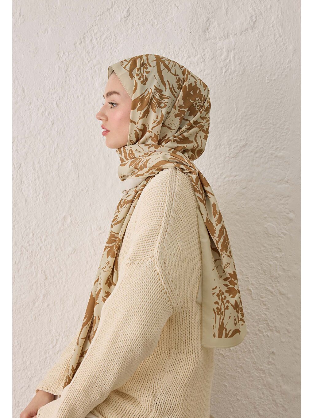 Kahverengi Vıolet Desen Şal Camel-3