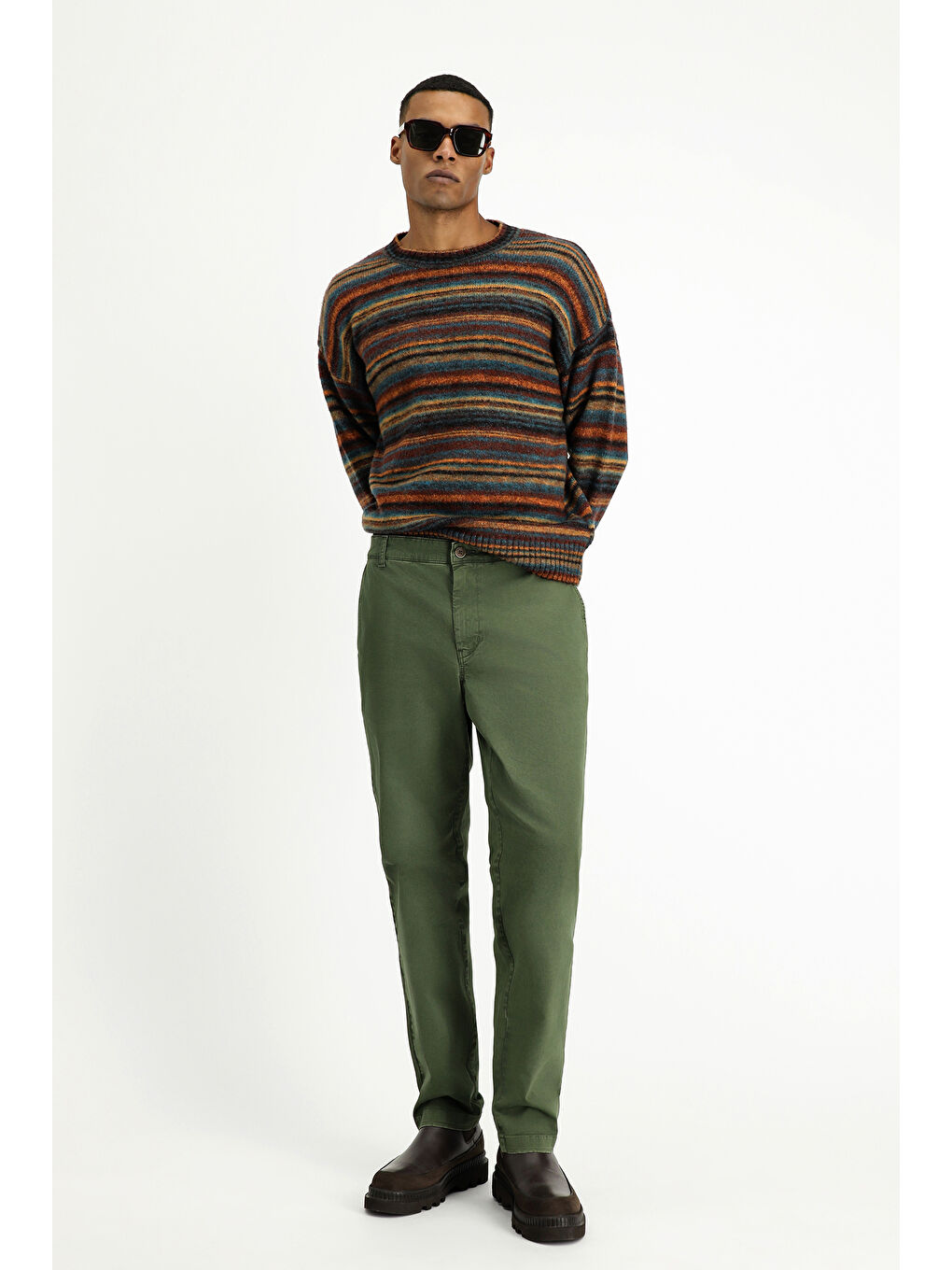 Haki Regular Fit Elastanlı Kanvas / Chino Pantolon-1