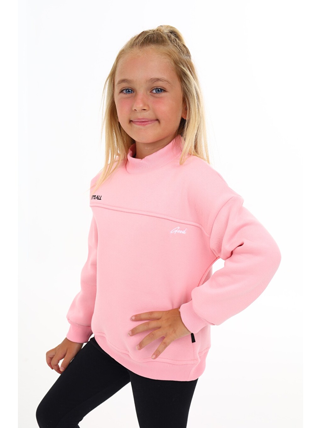 Pembe Kız Çocuk Nakışlı Sweatshirt-2