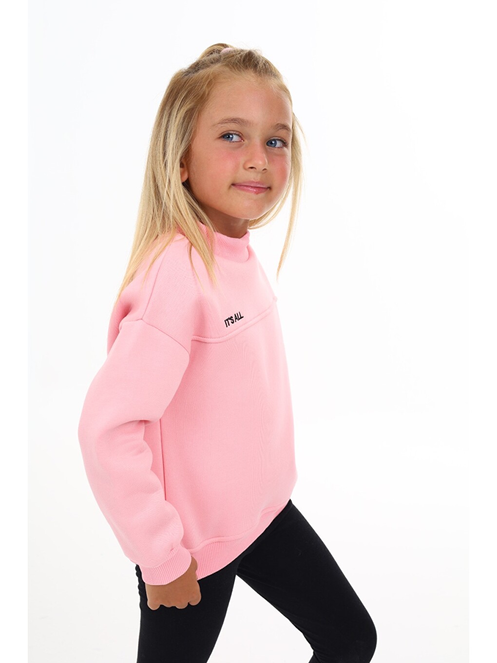Pembe Kız Çocuk Nakışlı Sweatshirt-3