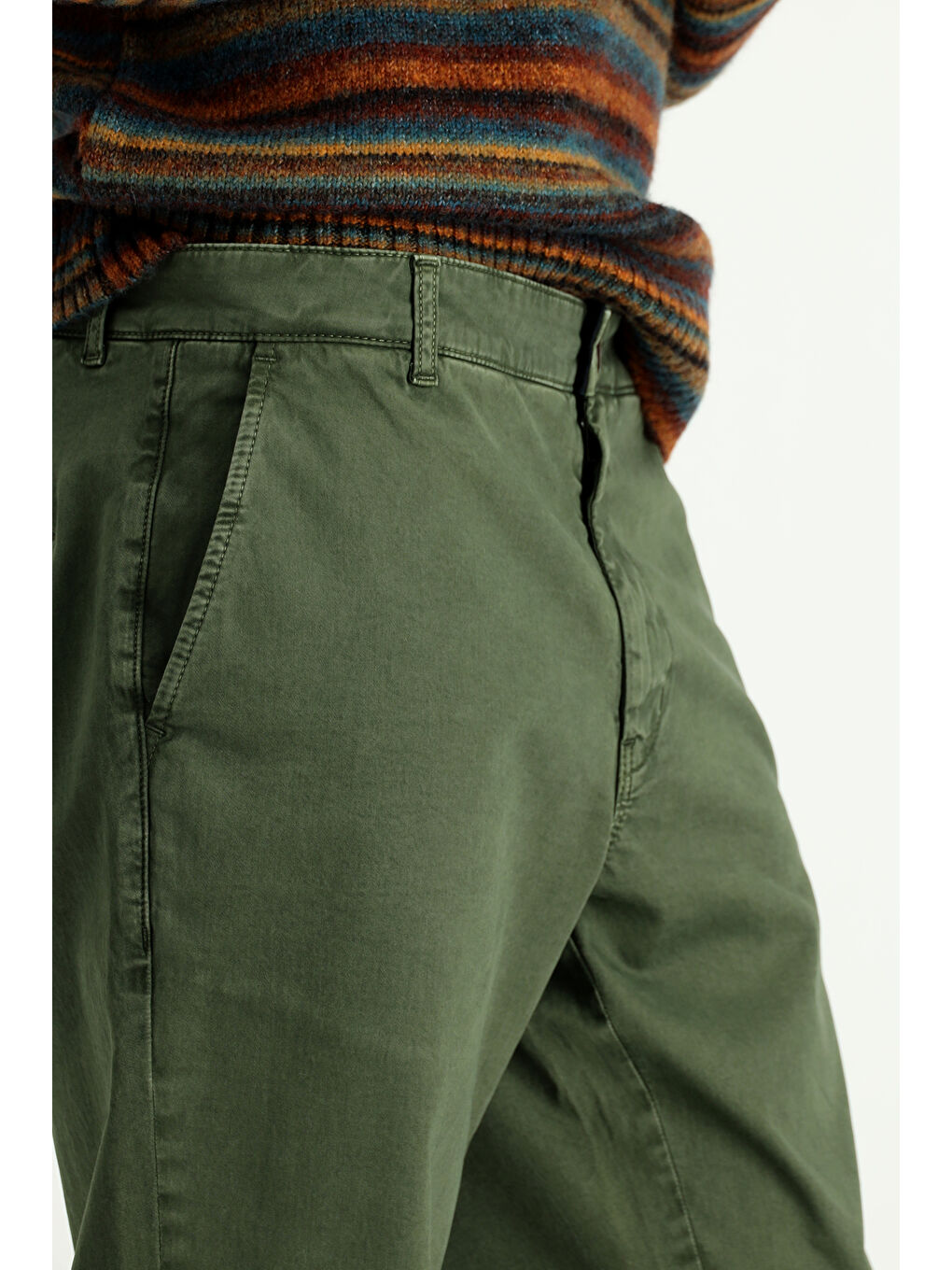Haki Regular Fit Elastanlı Kanvas / Chino Pantolon-2