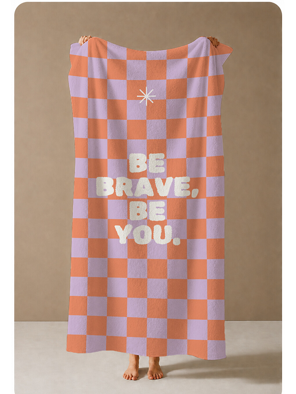 Turuncu Lila Dama Be Brave Be You Yazılı 70x150 Cm Dijital Baskılı Plaj Ve Banyo Havlusu-3