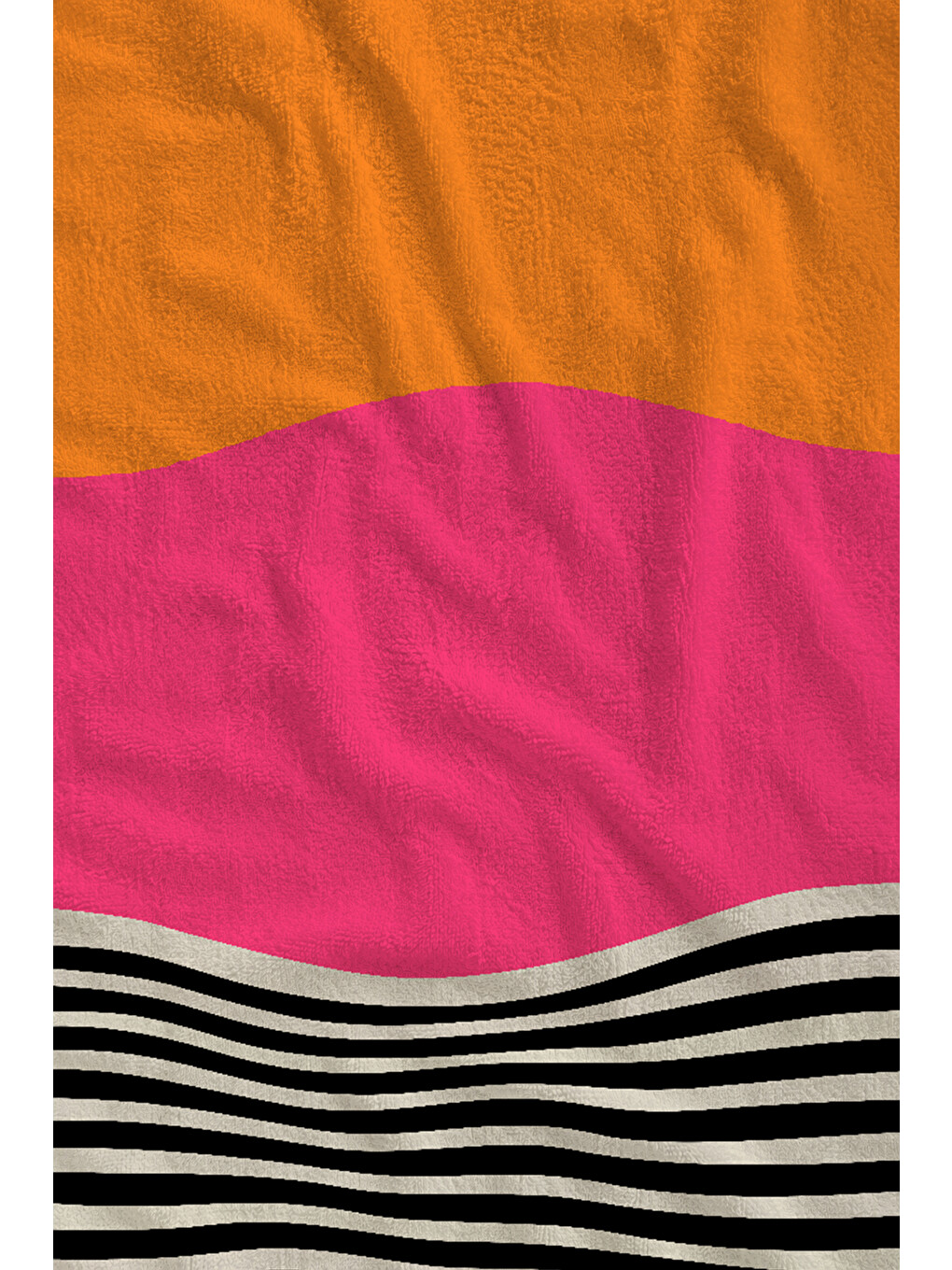 Milbay Grup Turuncu Pembe Siyah Renk Bloklu Çizgili 70x150 Cm Dijital Plaj Ve Banyo Havlusu-37396