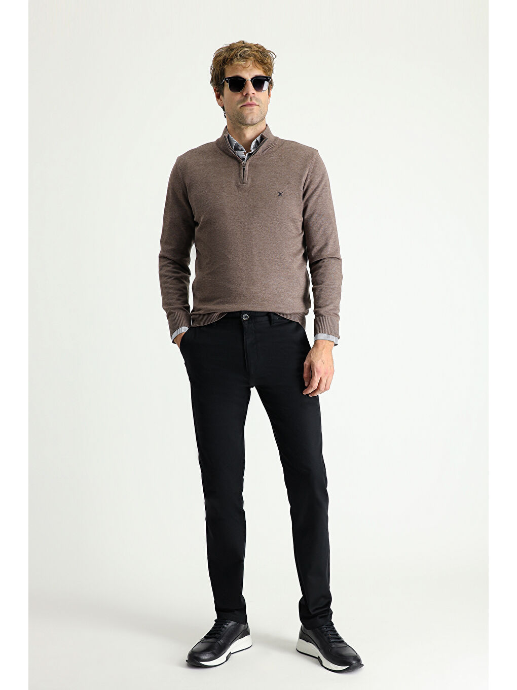 Siyah Relaxed Fit Rahat Kesim Elastanlı Kanvas / Chino Pantolon