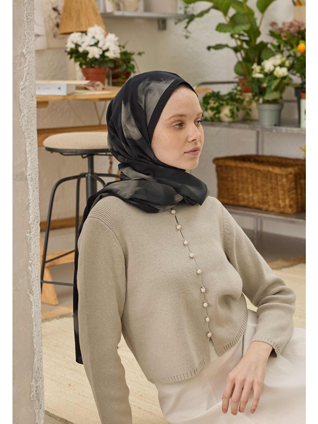 Darcy Desen Şal Siyah-1