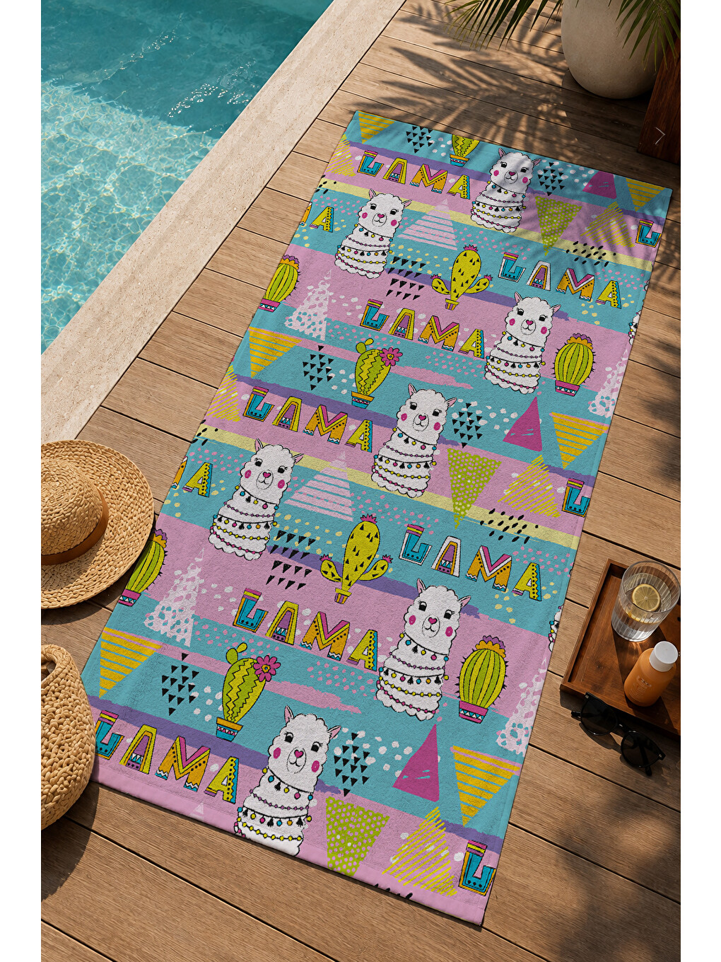 Sarı Renkli Dondurma Ve Tatlı Desenli 70x150 Cm Dijital Baskılı Plaj Ve Banyo Havlusu-2