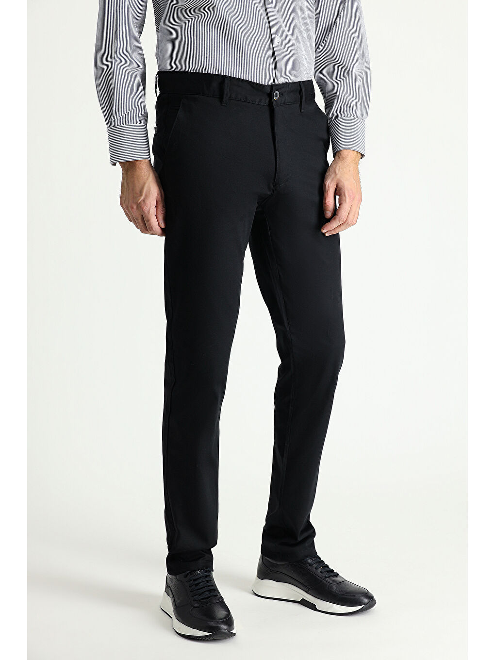 Siyah Relaxed Fit Rahat Kesim Elastanlı Kanvas / Chino Pantolon-2