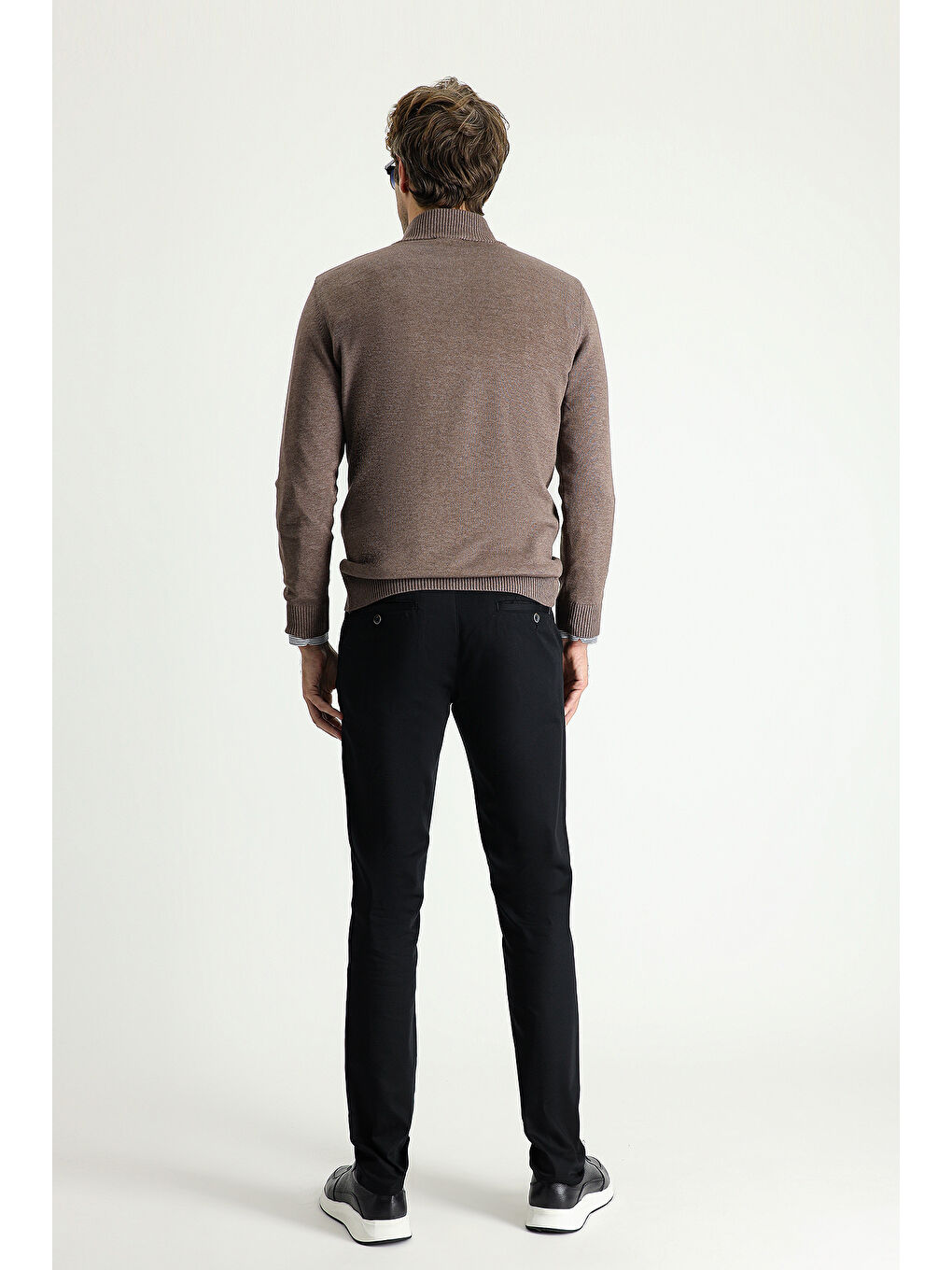 Siyah Relaxed Fit Rahat Kesim Elastanlı Kanvas / Chino Pantolon-3