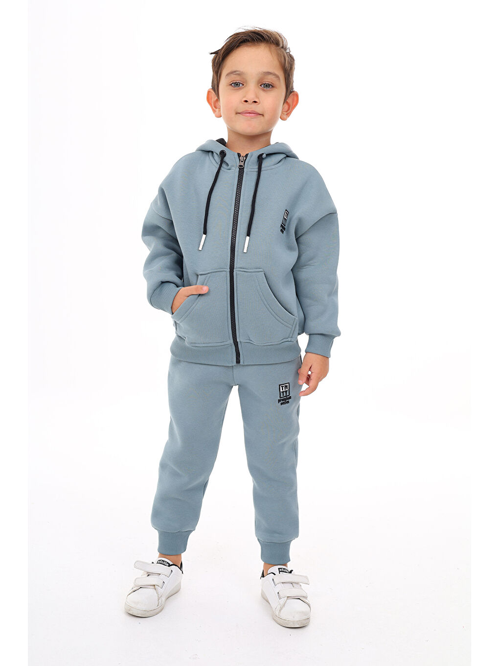 Petrol Erkek Çocuk Nakışlı Eşofman Takım-1