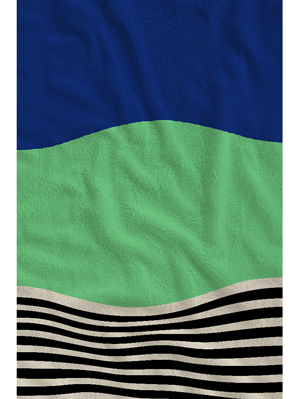 Milbay Grup Lacivert Mint Siyah Renk Bloklu Çizgili 70x150 Cm Dijital Plaj Ve Banyo Havlusu-37355-1