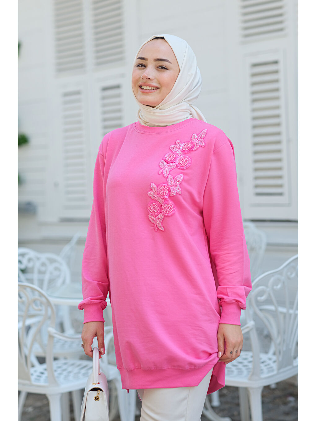 Locco Moda Pembe Nakış Detay Tunik Pembe - 2