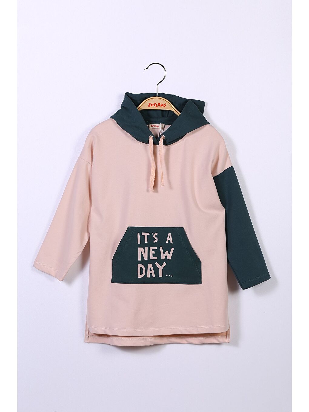 Bej Kız Çocuk Kapüşonlu New Day Elbise (2-6Yaş)-3