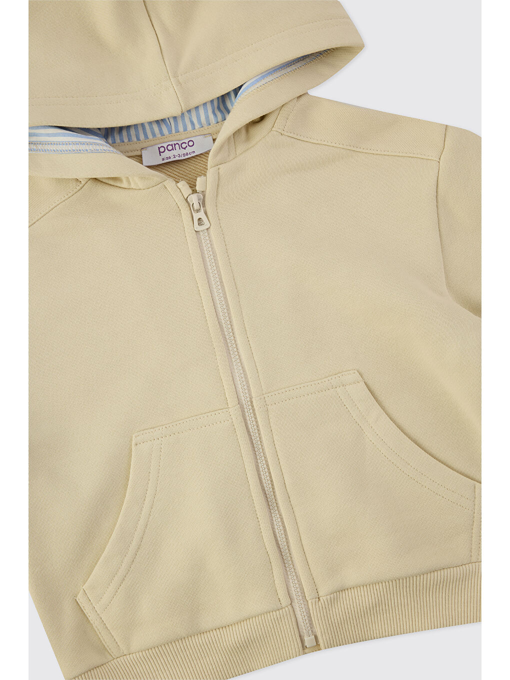 Erkek Çocuk Fermuarlı Bej Sweatshirt-2