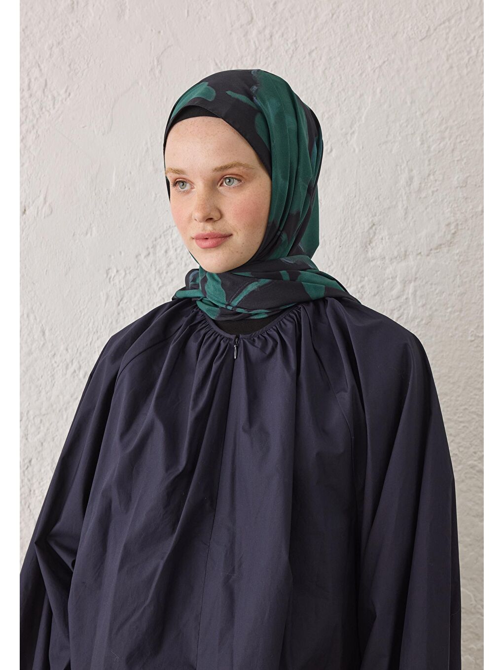 Dark Flower Desen Şal Lacivert-2