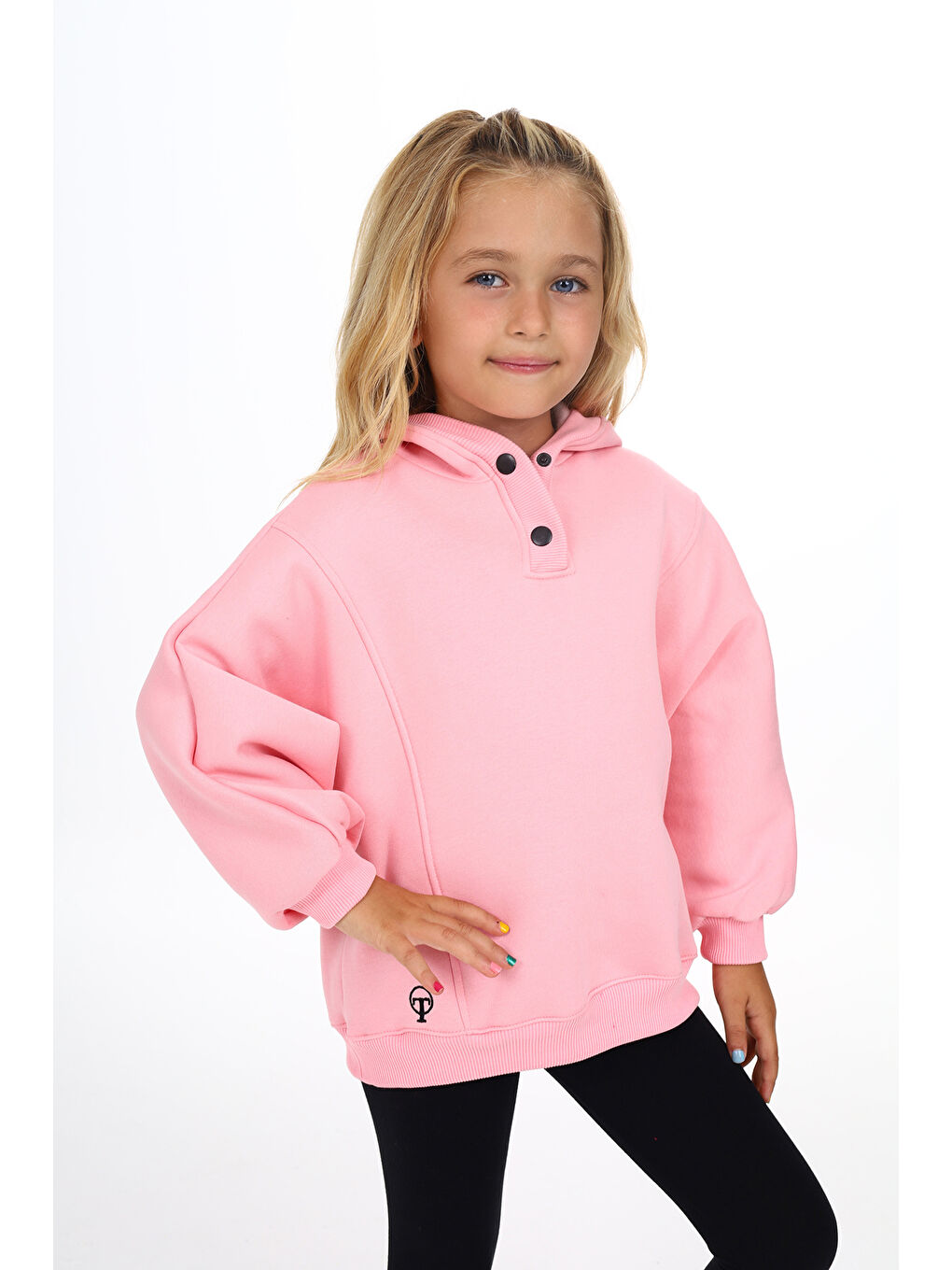Pembe Kız Çocuk Nakışlı Sweatshirt-4