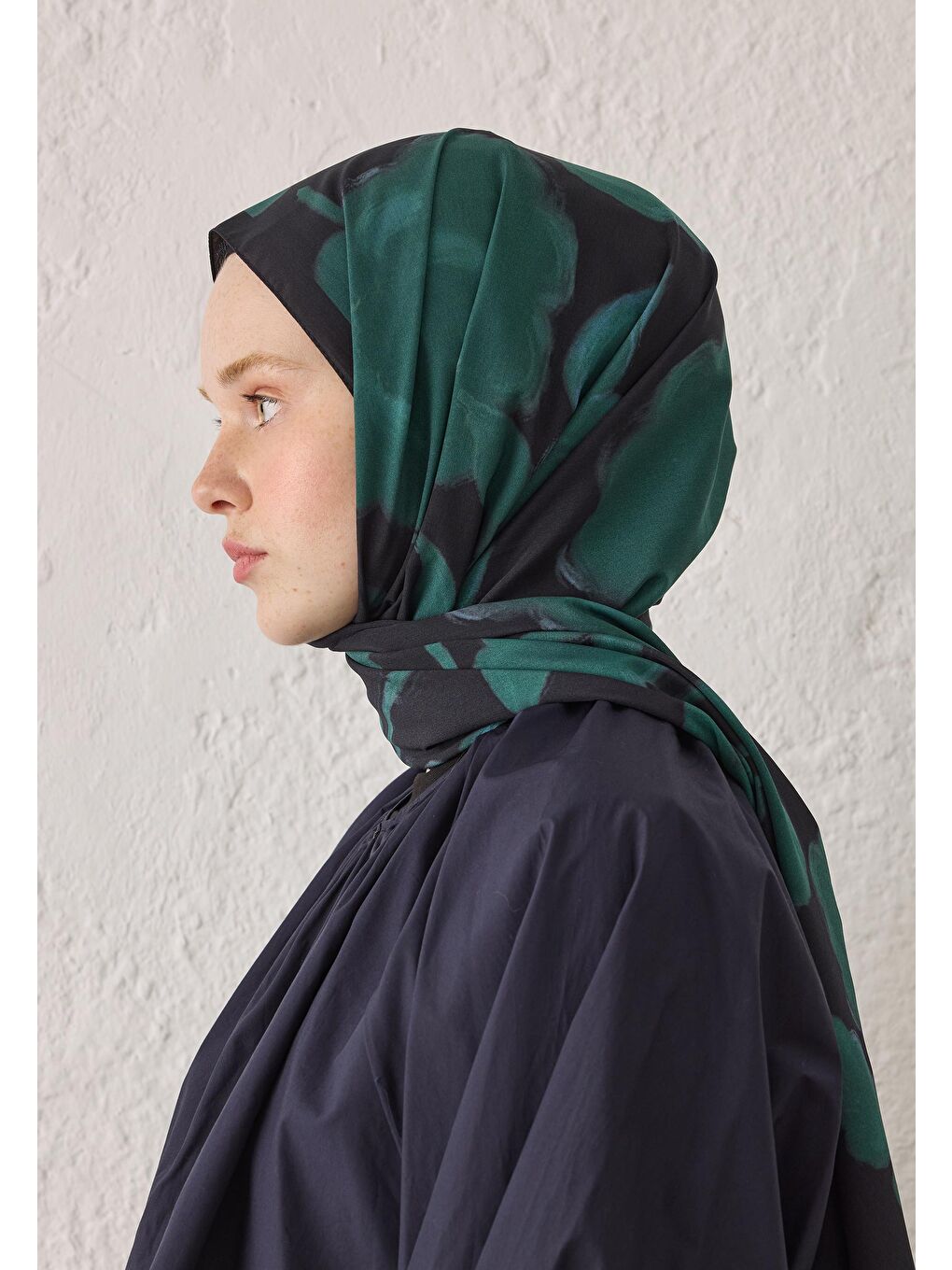 Dark Flower Desen Şal Lacivert-3