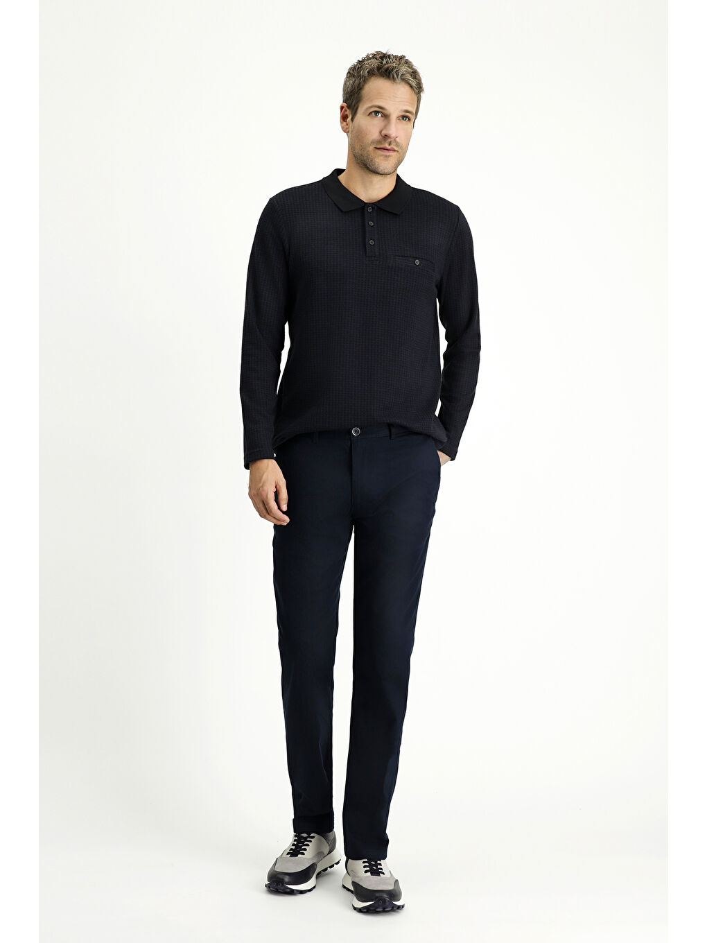 Lacivert Relaxed Fit Rahat Kesim Elastanlı Kanvas / Chino Pantolon-1