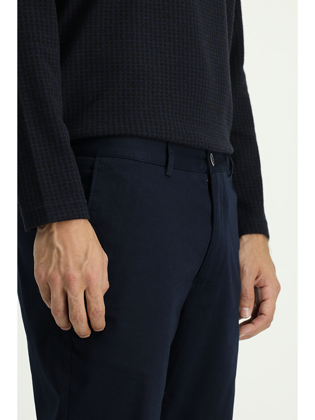 Lacivert Relaxed Fit Rahat Kesim Elastanlı Kanvas / Chino Pantolon-2