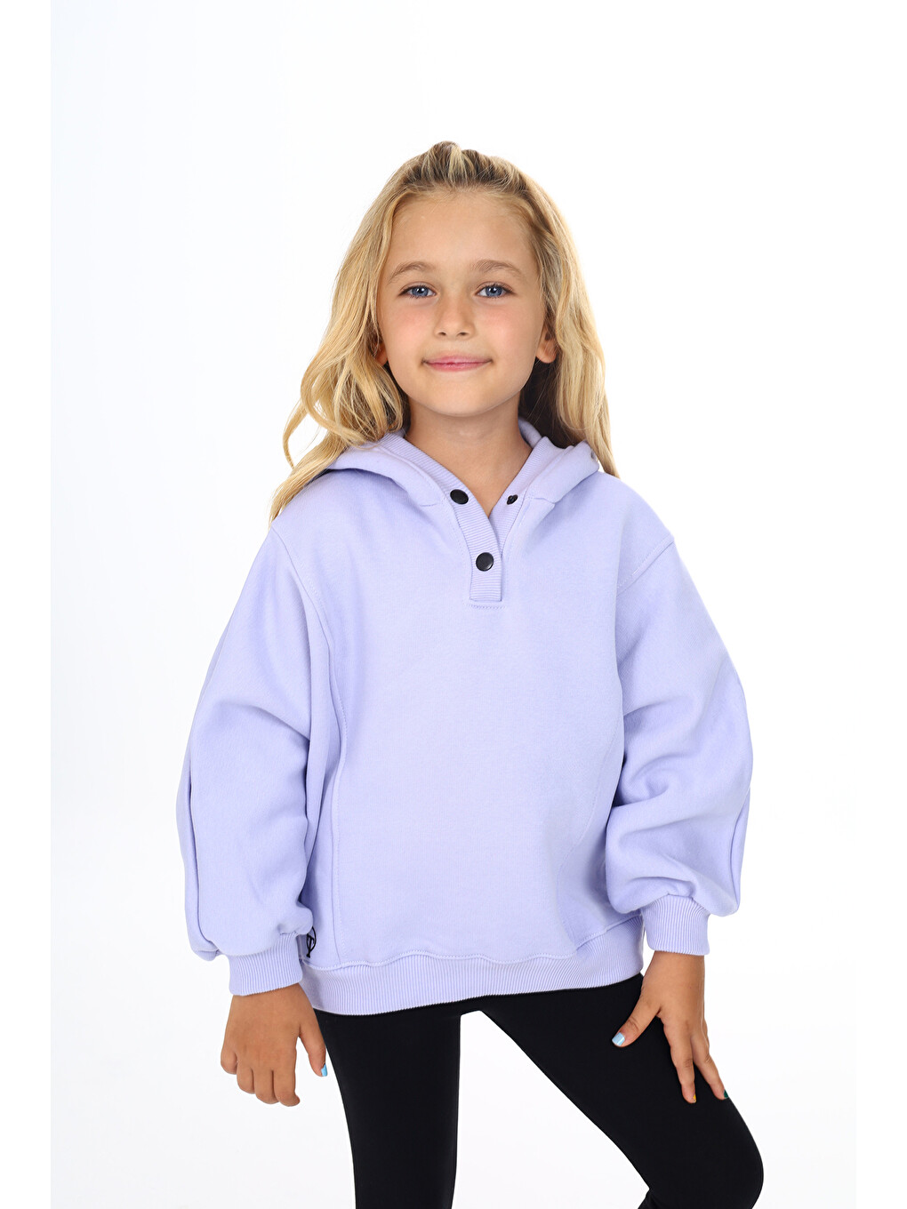 Lila Kız Çocuk Nakışlı Sweatshirt-1
