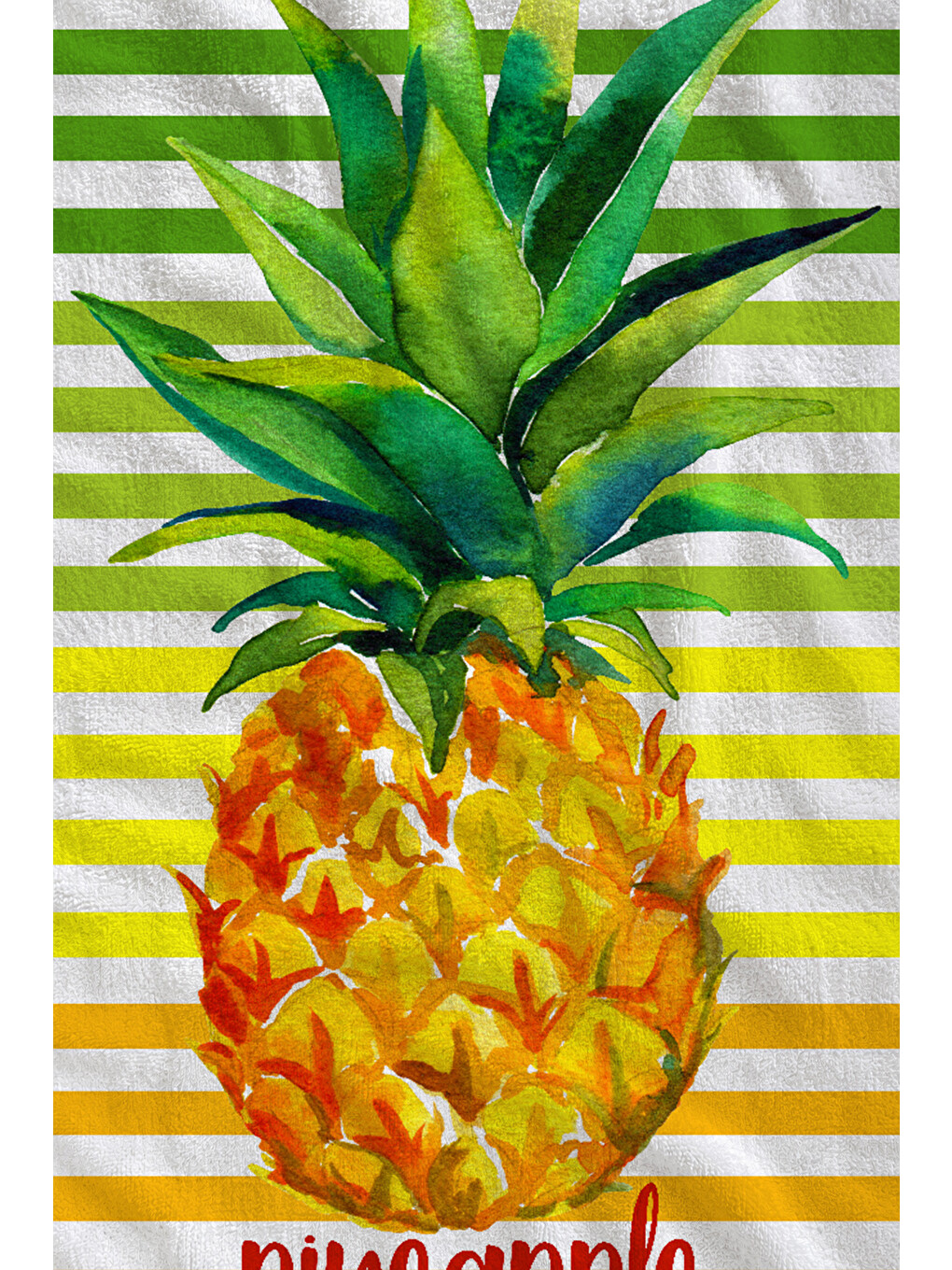Milbay Grup Yeşil Çizgili Ananas Desenli 70x150 Cm Dijital Plaj Ve Banyo Havlusu-18194-1