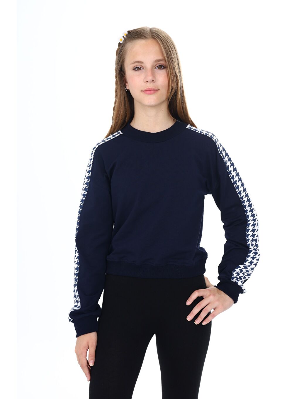 Lacivert Kız Çocuk Baskılı Sweatshirt-1