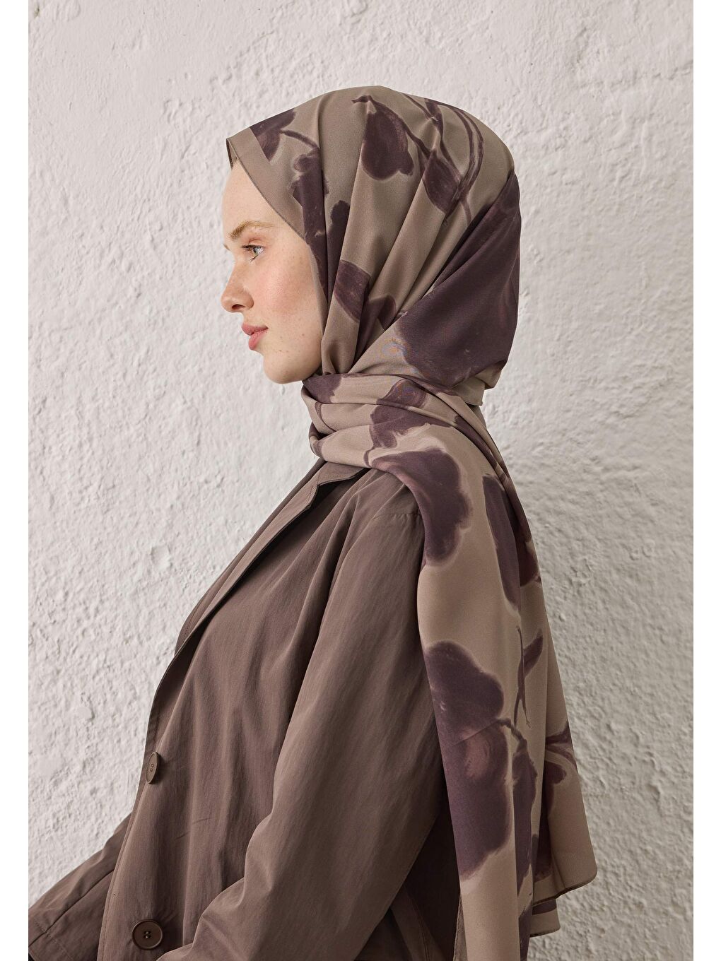 Dark Flower Desen Şal Mürdüm-3