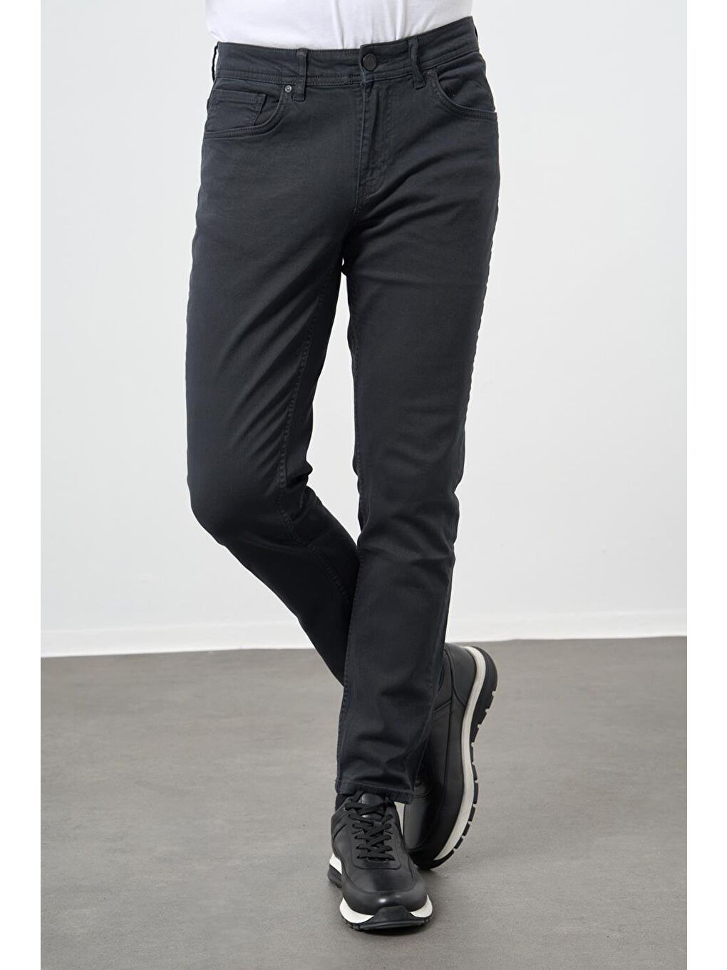 Koyu Antrasit Pamuklu 5 Cep Casual Slim Fit 5 Cep Pantolon 1003245318-1